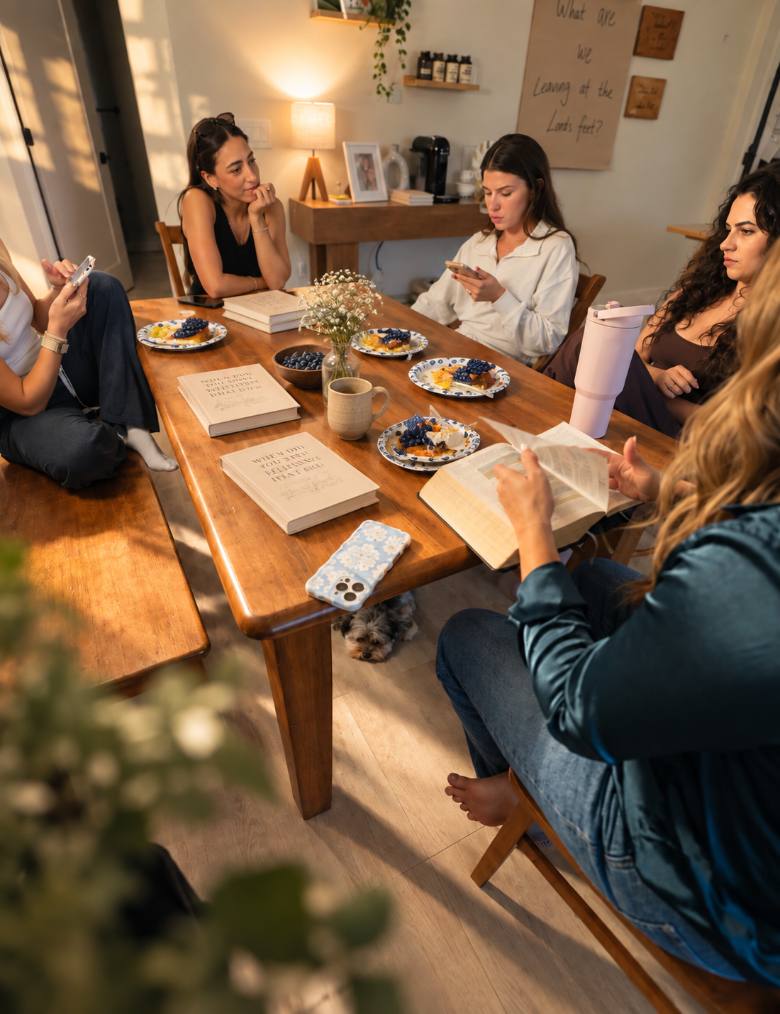 Women gathered around a table for a Scripture-rooted identity workshop